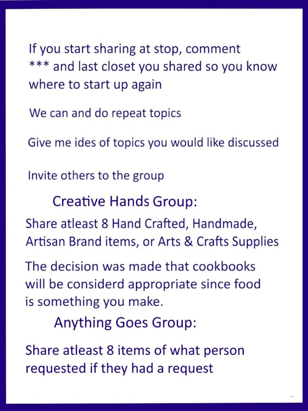 Sunday 9-6-2026 Hand Crafted Handmade Share Group Part One - Sign In - Picture 6 of 11